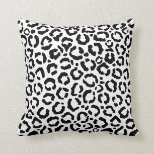 Modern Black White Leopard Animal Print Pattern Cushion
