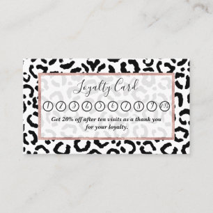 Modern Black White Leopard Animal Print Pattern Loyalty Card