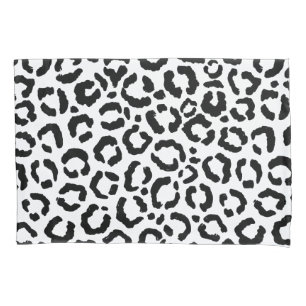 Modern Black White Leopard Animal Print Pattern Pillowcase