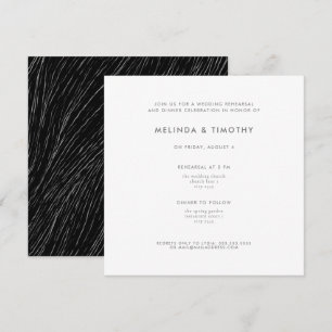 Modern Black White Line Wedding Dinner Rehearsal Invitation