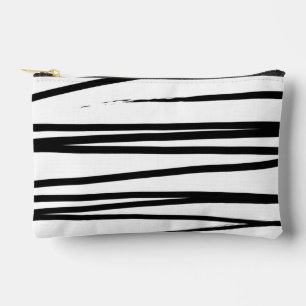 Modern Black & White Lines Abstract Art Accessory Pouch