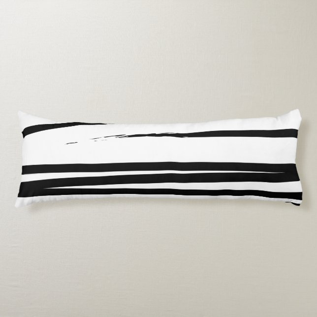 Modern Black & White Lines Abstract Art Body Cushion (Front)