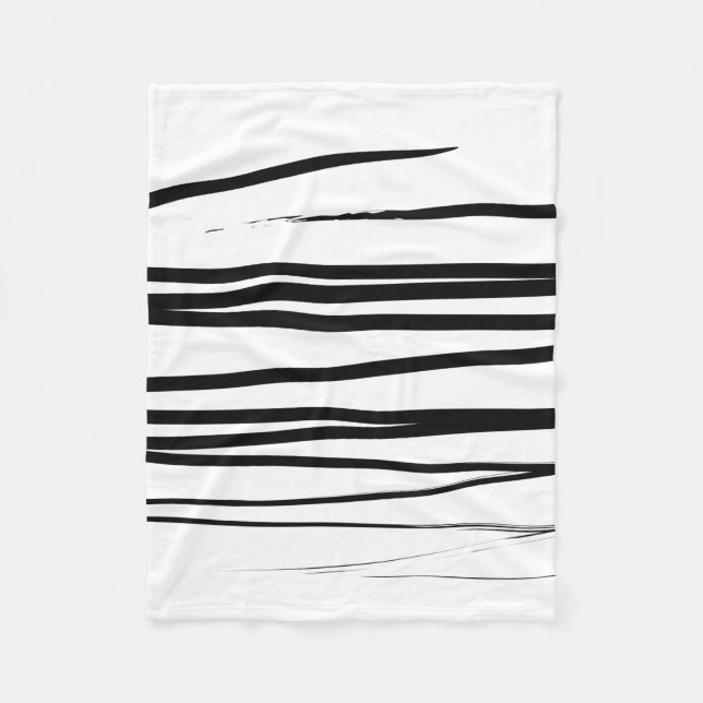 Modern Black & White Lines Abstract Art   Fleece Blanket (Front)