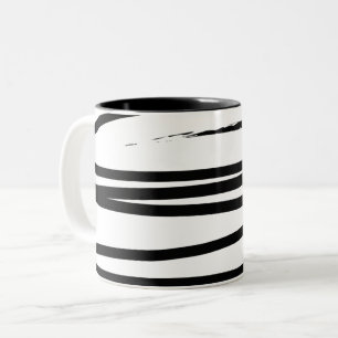 Modern Black & White Lines Abstract Art  Two-Tone Coffee Mug