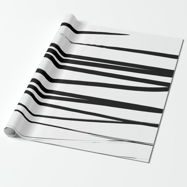 Modern Black & White Lines Abstract Art   Wrapping Paper (Unrolled)
