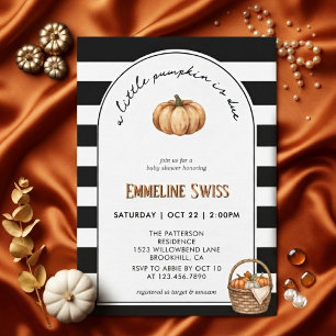 Modern Black & White Little Pumpkin Baby Shower Invitation