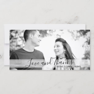 Modern Black & White Love and Thanks Photocards Thank You Card