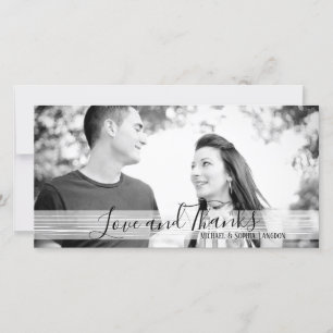 Modern Black & White Love and Thanks Photocards Thank You Card
