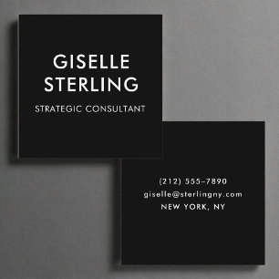 Modern Black White Luxury Minimal Typography  Square Business Card