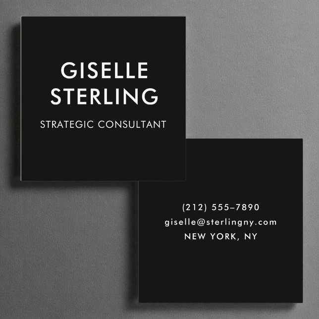 Modern Black White Luxury Minimal Typography  Square Business Card (Creator Uploaded)