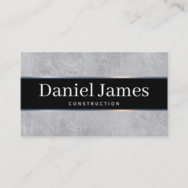 Modern Black White Marble Construction Business  Card (Front)
