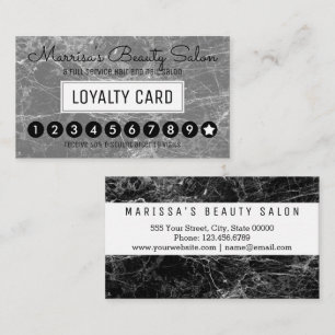 Modern Black White Marble Loyalty Discount Punch Card