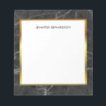 Modern black white marble monogram name notepad<br><div class="desc">Modern stylish black and white marble pattern and golden frame personalised notepad.
You can add your own name or text and monogram.</div>