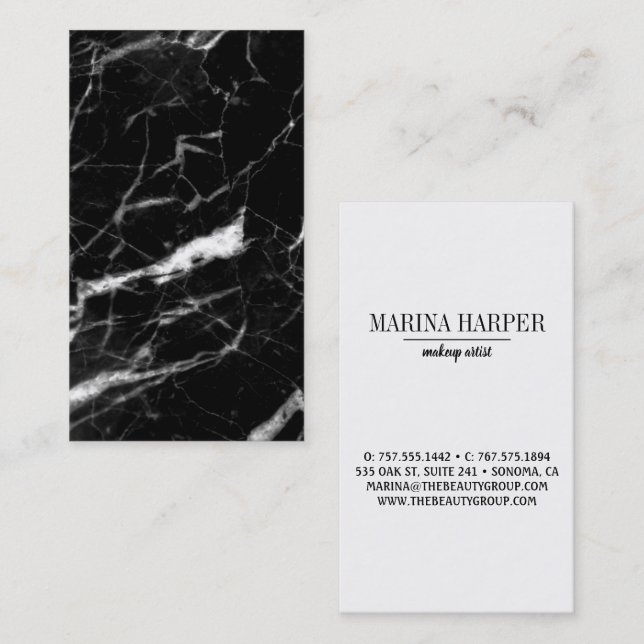 Modern Black & White Marble Template Business Card (Front/Back)