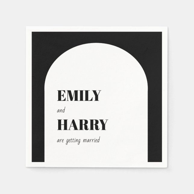 Modern Black White Minimal Bold Typography Napkins (Front)