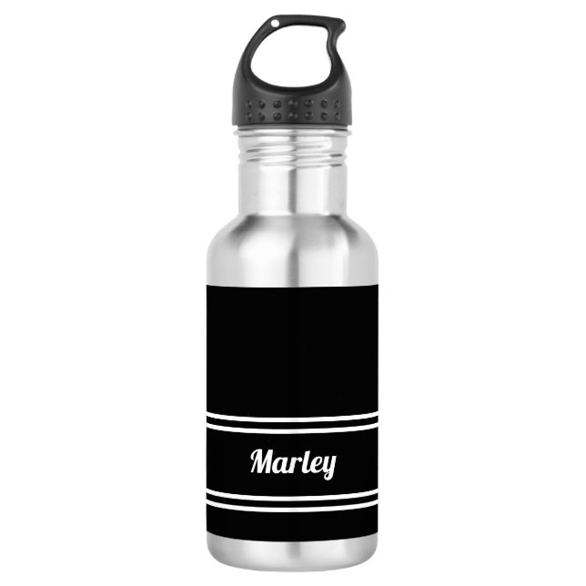 Modern Black & White Minimalist Classic Name Cute 532 Ml Water Bottle (Front)