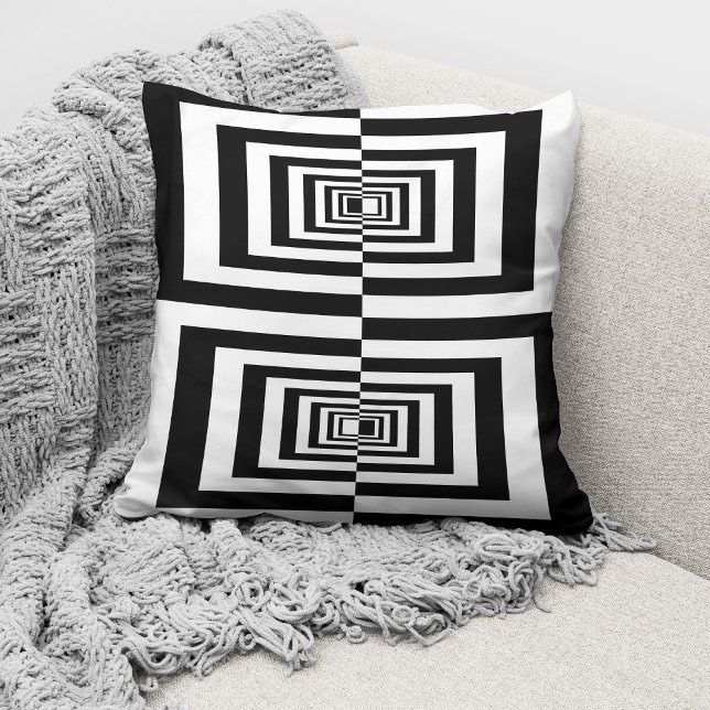 Modern Black White Minimalist Geometric Cushion (Creator Uploaded)