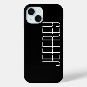 Modern, Black & White, Minimalist Jumbo Name iPhone 15 Case
