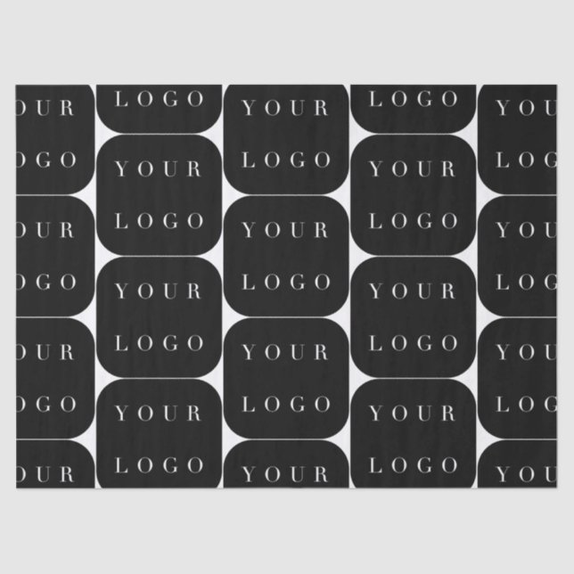 Modern Black White Minimalist Logo Company Tissue Paper (Front)