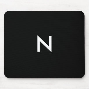 Modern Black White Minimalist Monogram Initial Mouse Mat