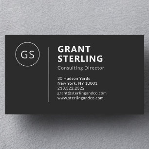 Modern Black White Minimalist Professional  Business Card