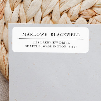 Modern Black White Minimalist Return Address Label