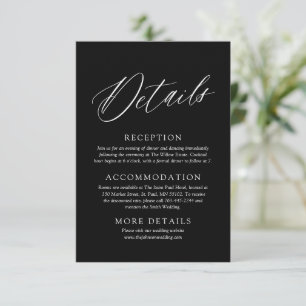 Modern Black & White Minimalist Wedding Details Enclosure Card
