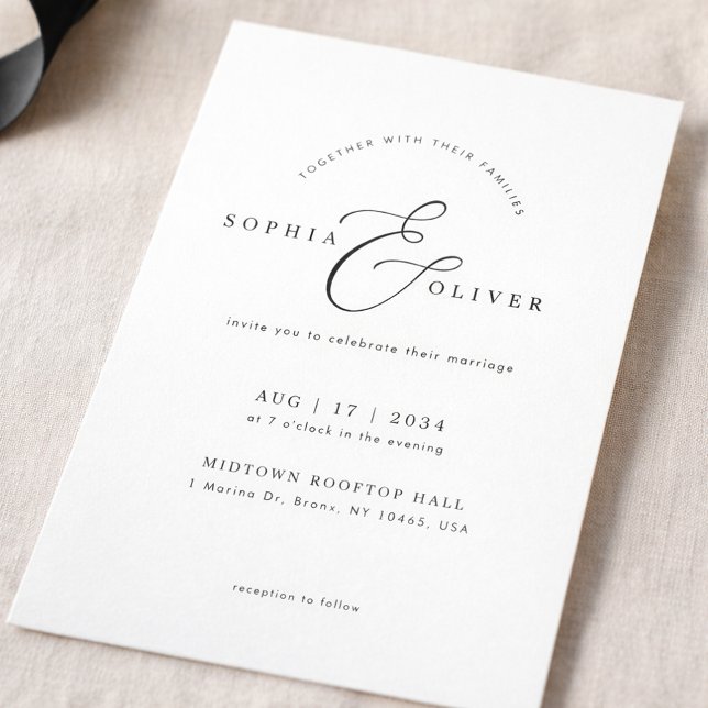 Modern Black & White Minimalist Wedding Invitation (Creator Uploaded)