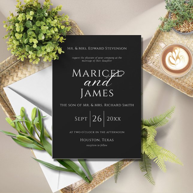 Modern Black & White Minimalist Wedding Invitation (Creator Uploaded)