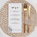 Modern Black White Minimalist Wedding Monogram Menu<br><div class="desc">Modern Black White Minimalist Wedding Monogram Menu. Monogram at the back.</div>