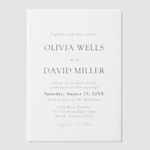 Modern Black & White Minimalist Wedding Vellum Invitations