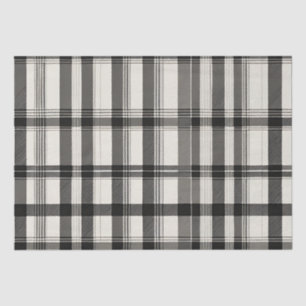 Modern Black White Monochrome Plaid  Tissue Paper