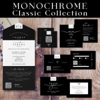 Modern Black White Monochrome QR Code Wedding