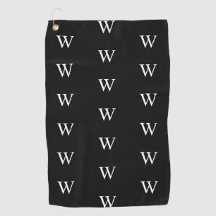 Modern black &white monogram initial golf towel