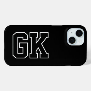 Modern Black White Monogram Initials iPhone 15 Case