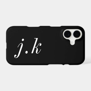 Modern Black White Monogram Name