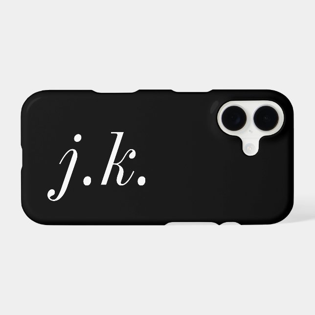 Modern Black White Monogram Name (Back (Horizontal))