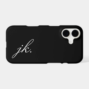 Modern Black White Monogram Name