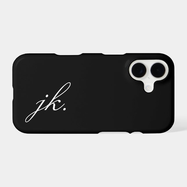 Modern Black White Monogram Name (Back (Horizontal))