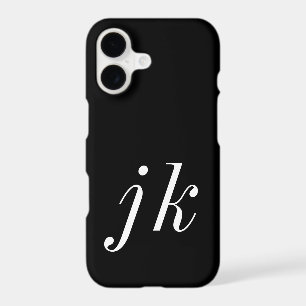 Modern Black White Monogram Name