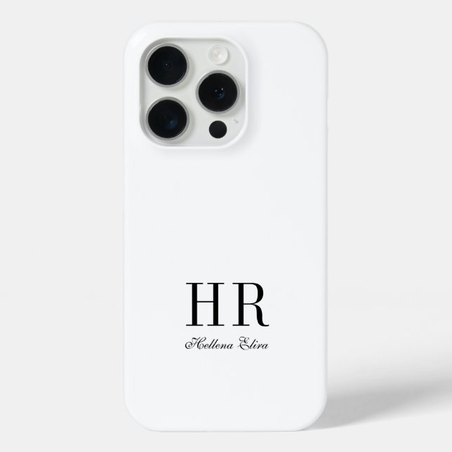 Modern Black White Monogram Name Case-Mate iPhone Case (Back)