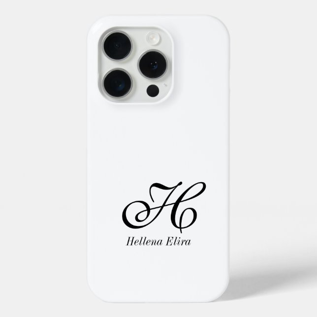 Modern Black White Monogram Name Case-Mate iPhone Case (Back)