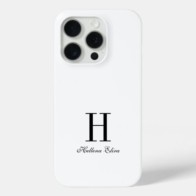 Modern Black White Monogram Name Case-Mate iPhone Case (Back)