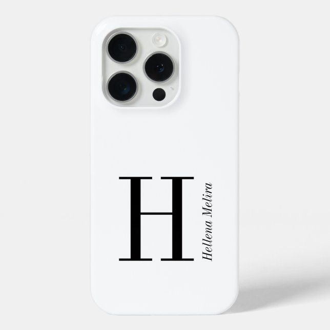 Modern Black White Monogram Name Case-Mate iPhone Case (Back)