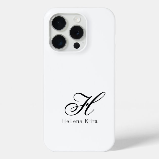 Modern Black White Monogram Name Case-Mate iPhone Case (Back)
