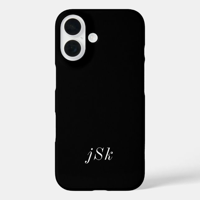 Modern Black White Monogram Name Case-Mate iPhone Case (Back)