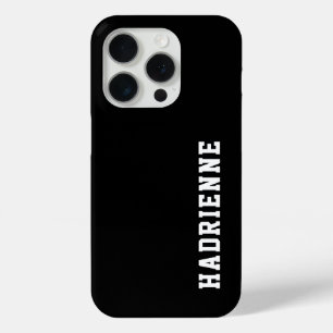 Modern Black White Monogram Name iPhone 15 Pro Case