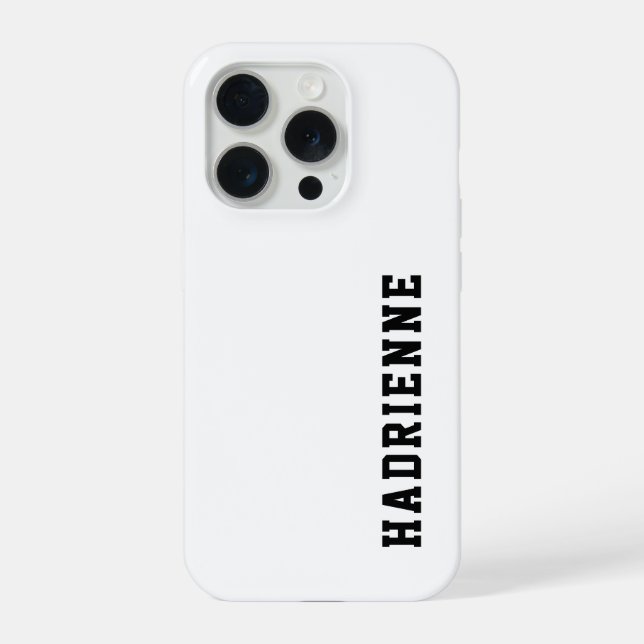 Modern Black White Monogram Name iPhone Case (Back)