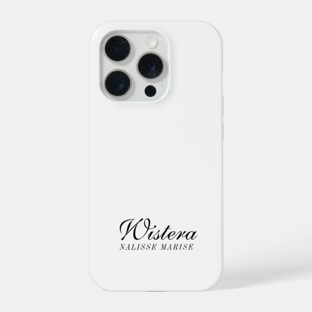 Modern Black White Monogram Name iPhone Case (Back)