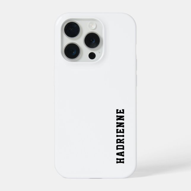 Modern Black White Monogram Name iPhone Case (Back)